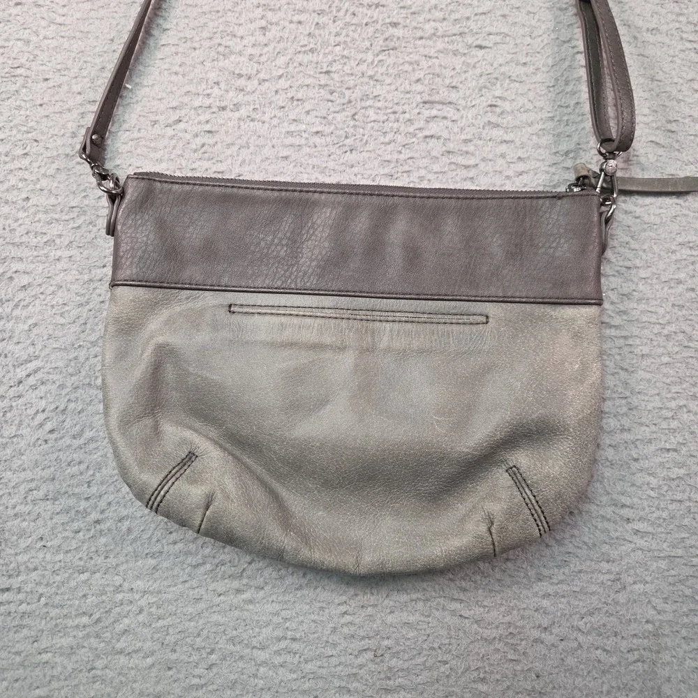 The Sak Oleta Purse Gray Leather Adjustable Strap Handbag Bag Crossbody Floral